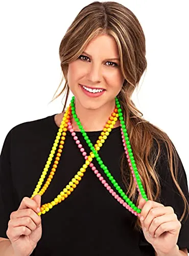 Funidelia Anni 80 Collane perle fluo uomo 4 pezzi multicolore