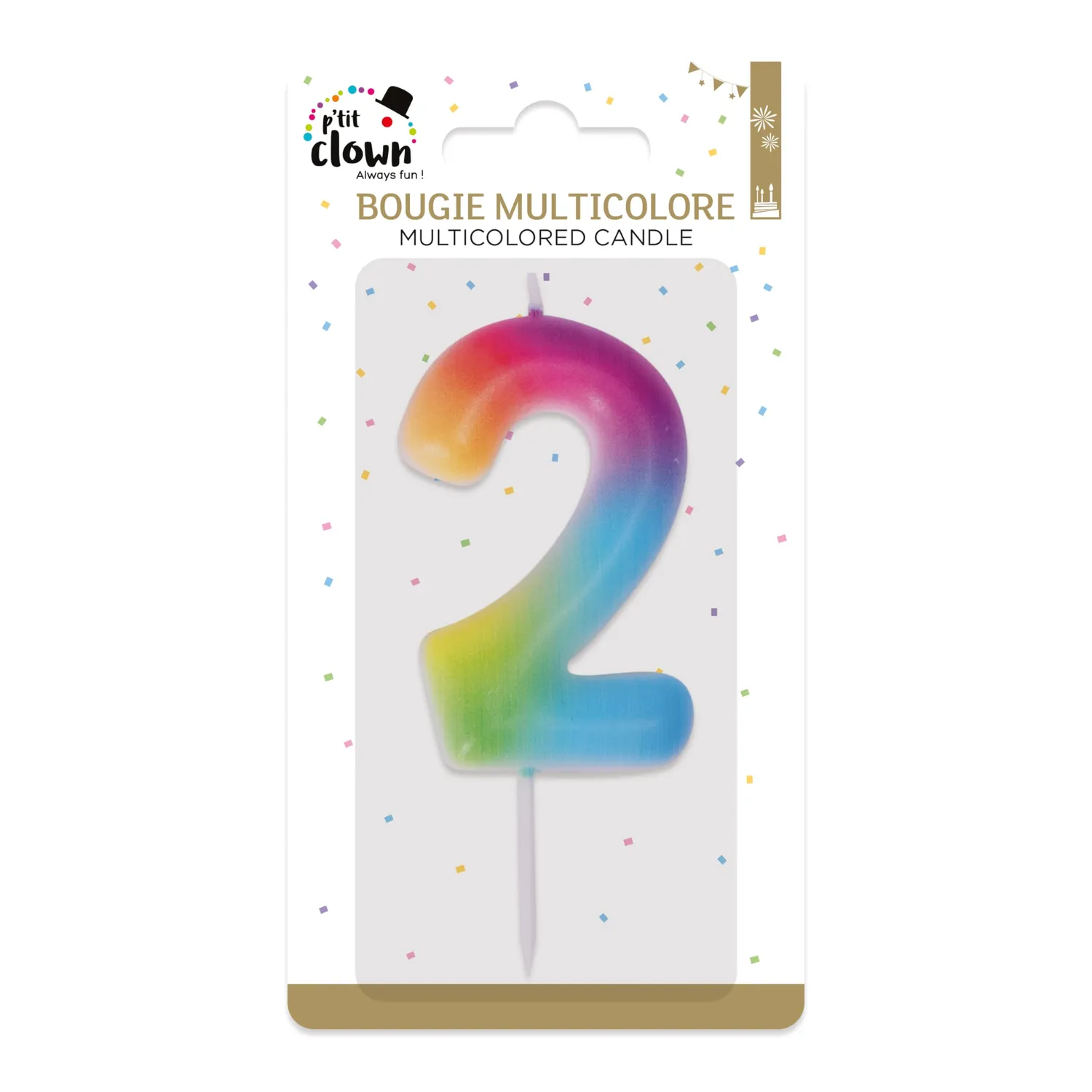 P'tit Clown 23942 candelina compleanno multicolore numero 2