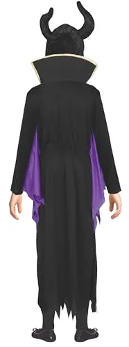 Guirca Costume Fata Diavolo Bambina Nero Viola 5-6 Anni