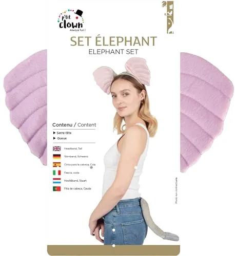P'tit Clown RE14003 Set Elefante con Coda Carnevale