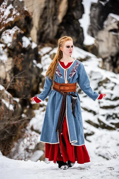 La Bottega di Merlino Birka Skadi cappotto lana blu celeste