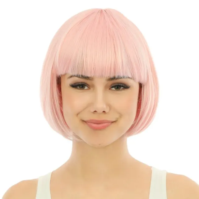 P'tit Clown parrucca corta rosa pastello lusso taglia unica