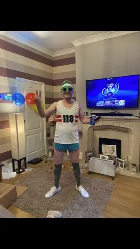 Smiffys 118118 Runner costume uomo bianco con shorts
