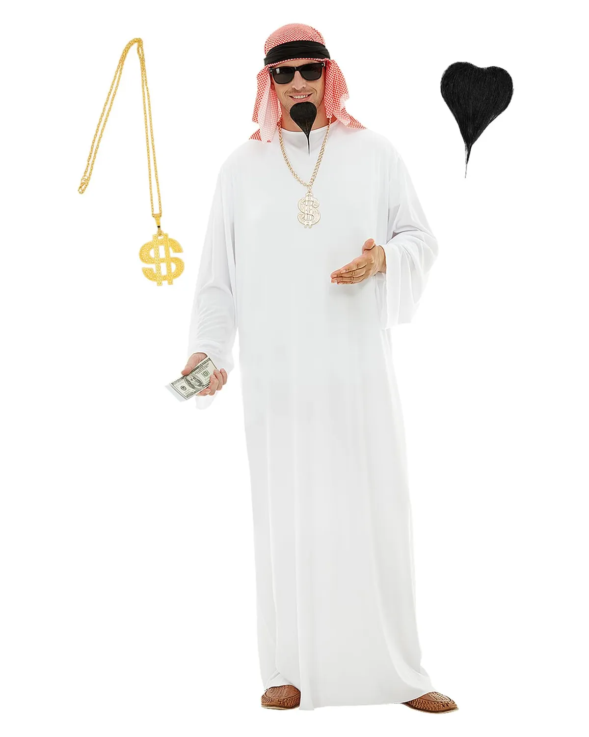 Funidelia Costume Arabo Bianco S con Foulard Uomo