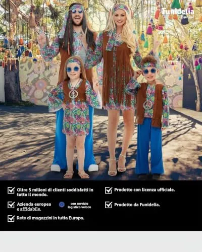 Funidelia Hippie costume neonato 12-24 mesi azzurro anni 60