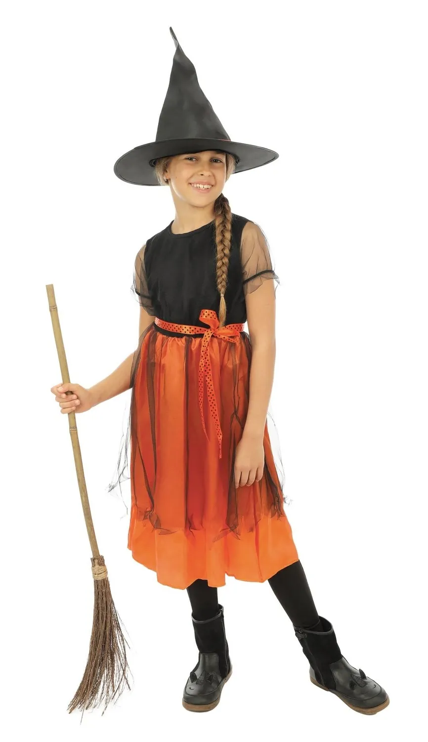 P'tit Clown re77028 costume strega bambina arancione 10/12 anni
