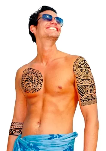 Guirca Tatuaggi Tribali Floreali Neri per Feste