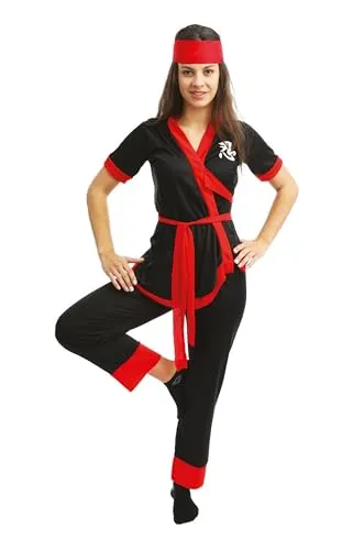 P'tit Clown Costume Ninja Donna Nero-Rosso L-XL