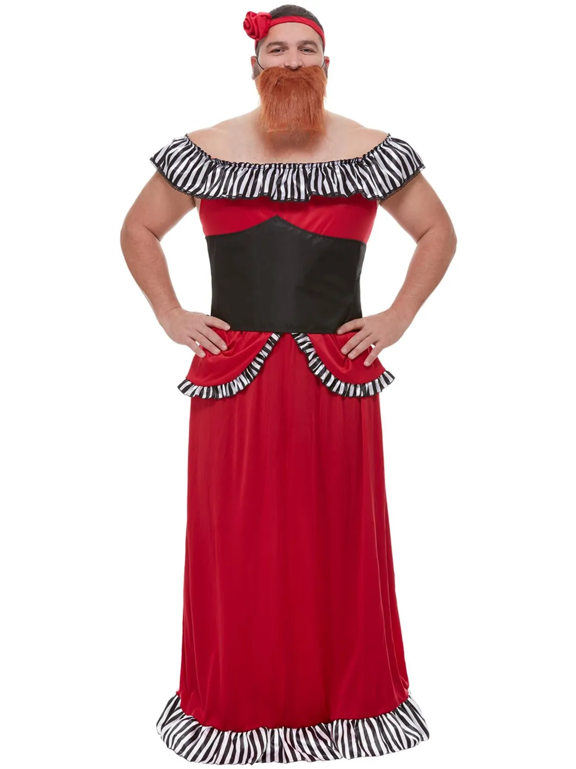 Smiffys Bearded Lady costume circo rosso barba L