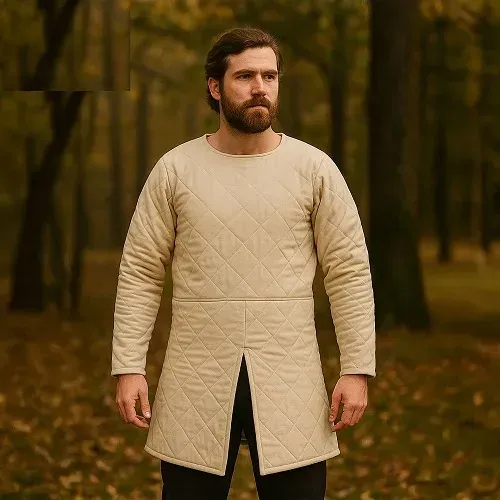 La Bottega di Merlino Gambeson trapuntato giacca naturale doppio strato