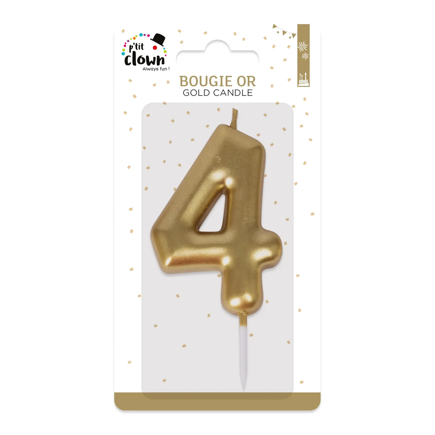 P'tit Clown 23934 candela compleanno oro numero 4