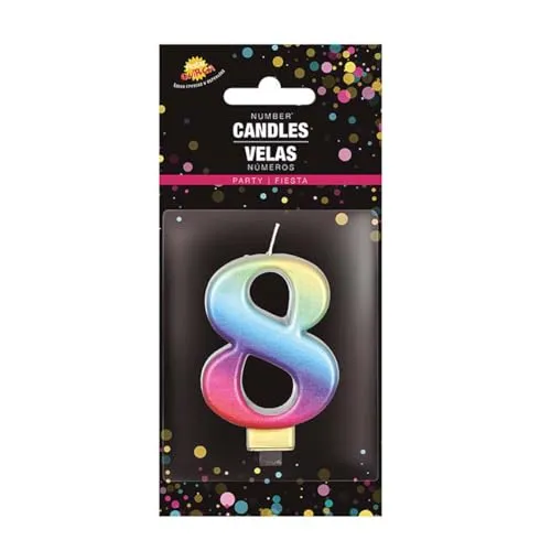 Guirca Candela Numero Torta Multicolore 8 cm