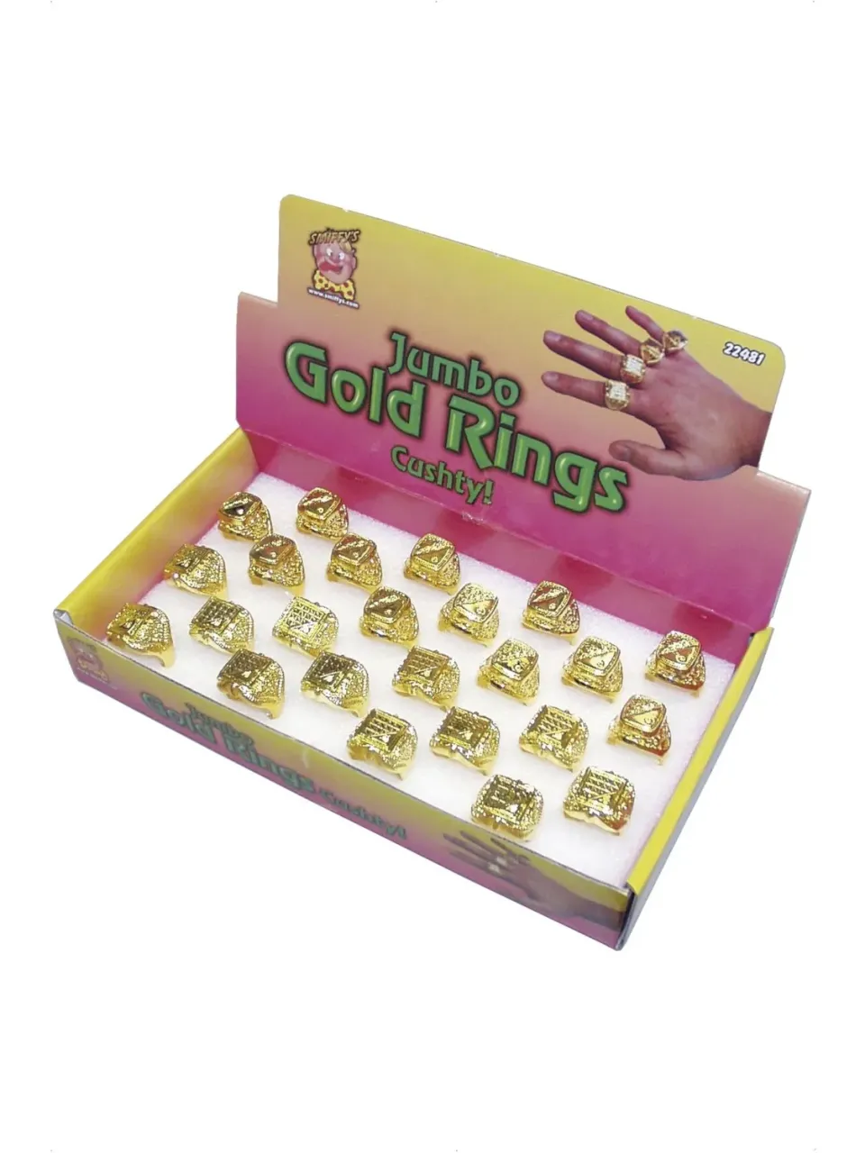Smiffys Assorted Rings anelli oro jumbo 24 pezzi