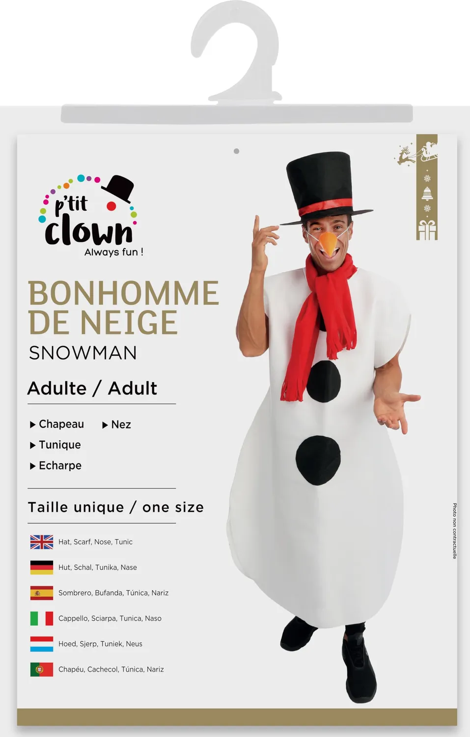 P'tit Clown 23671 Pupazzo Neve Costume Adulto taglia unica