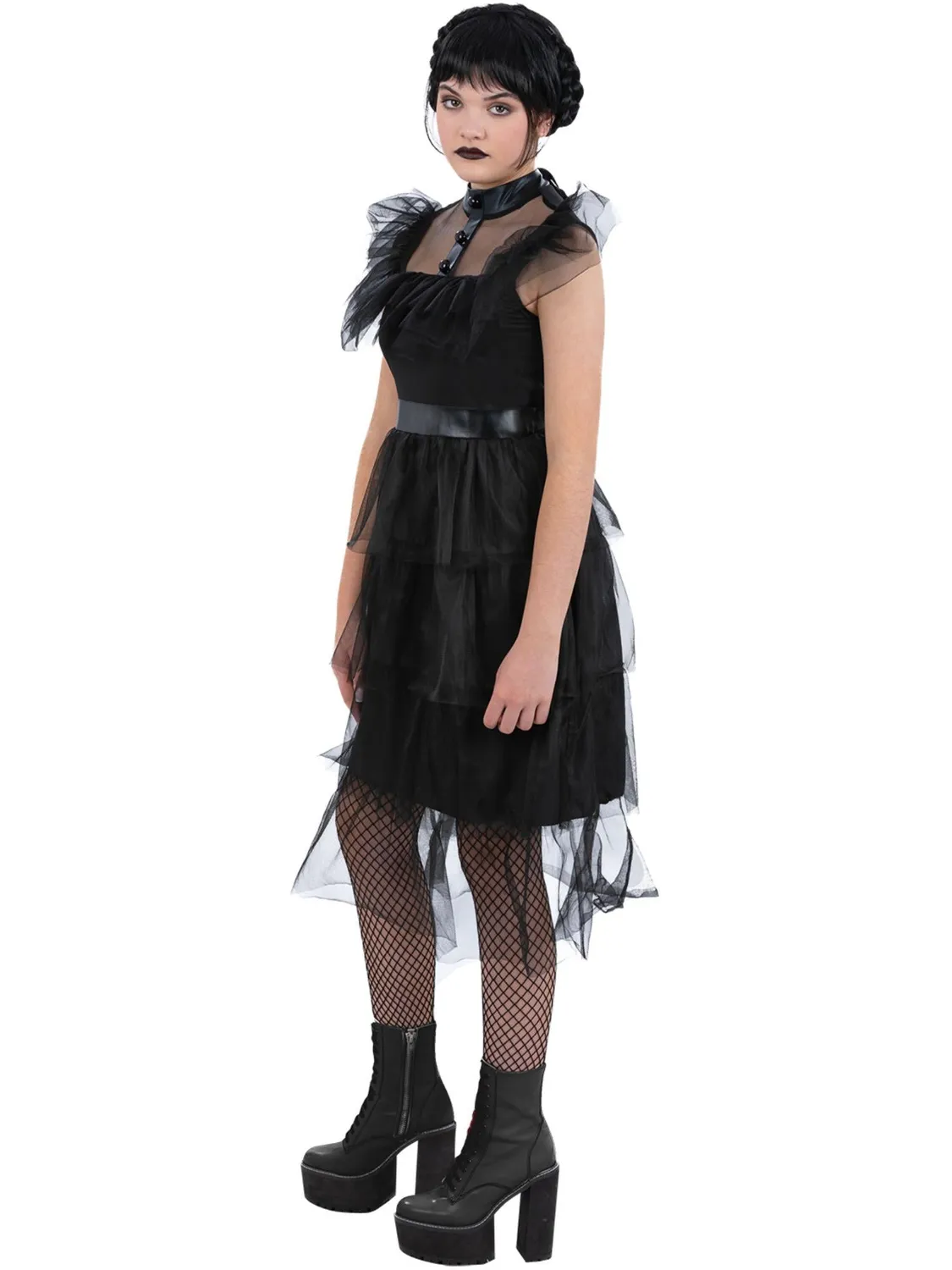 Smiffys Gothic Prom costume bambina abito nero tulle