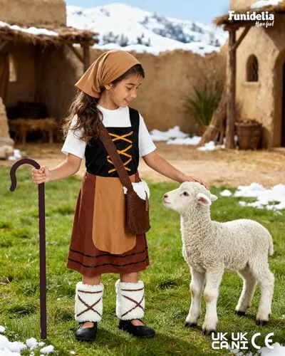 Funidelia costume pastorella bambina 5-6 anni Natale