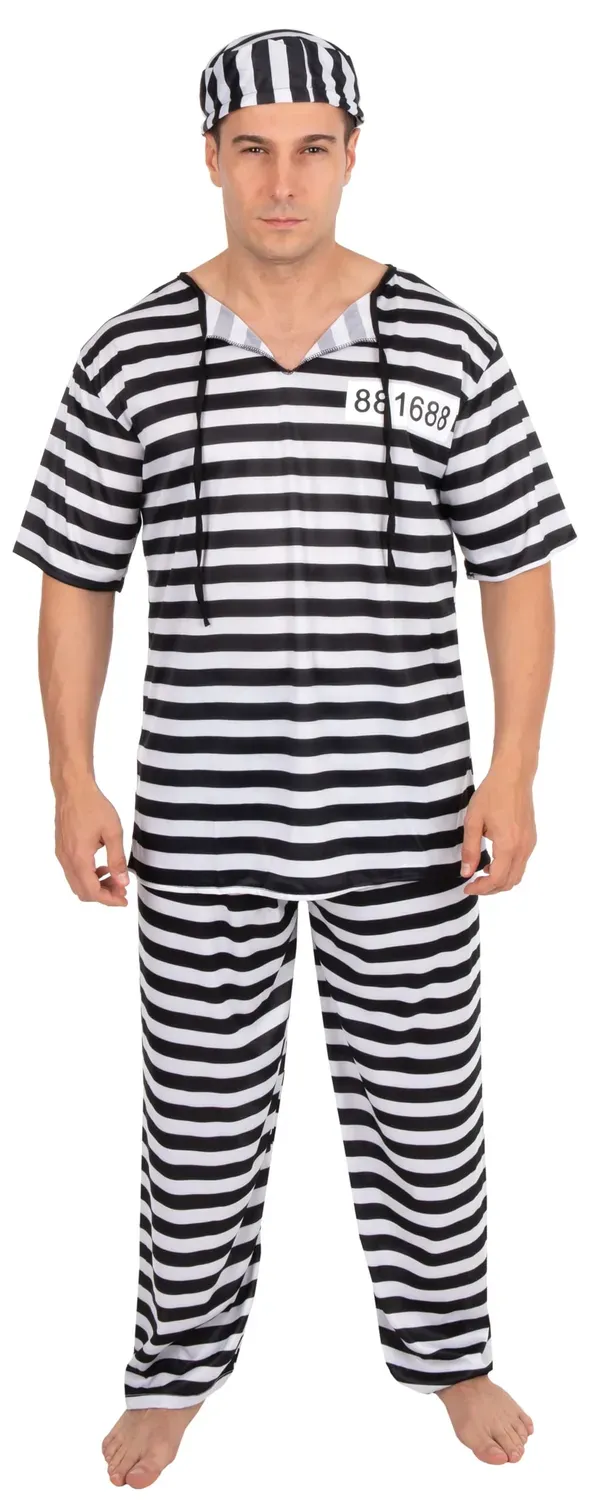 P'tit Clown Costume Prigioniero Adulto L-XL Strisce