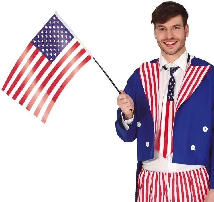 Fiestas Guirca Bandiera americana 45 cm su bastone