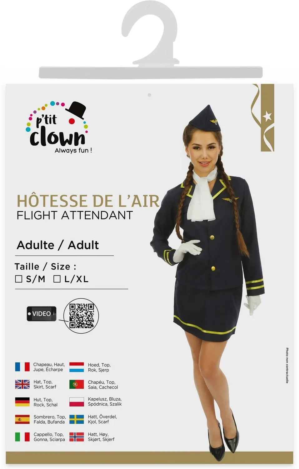 P'tit Clown Costume Hostess Volo Donna L-XL Divisa