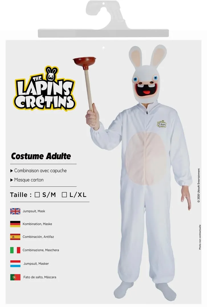 P'tit Clown Costume Coniglio Cretino Adulto Tuta Maschera S