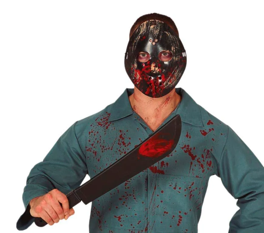Guirca Maschera PVC Nera maschera horror 54 cm