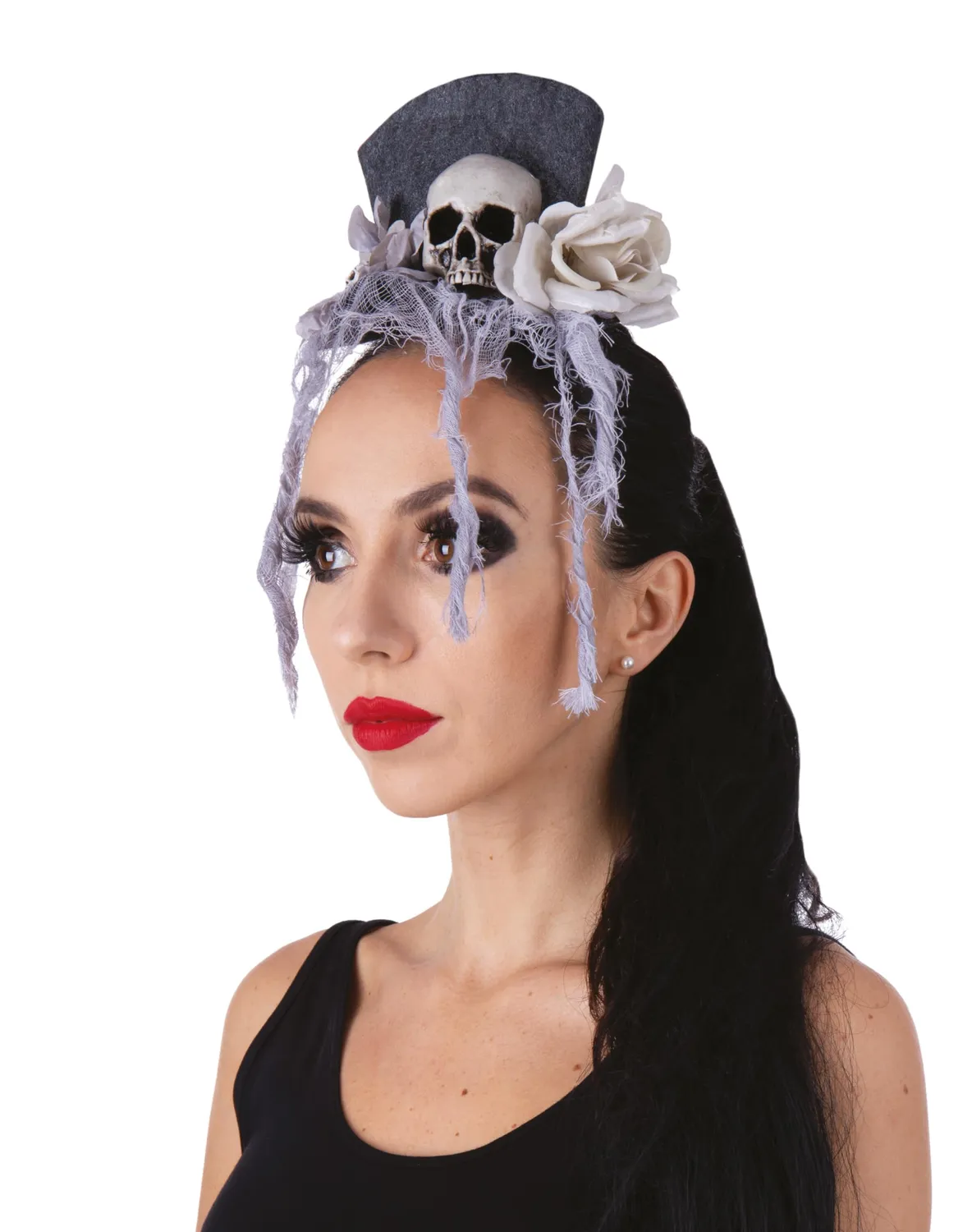P'tit Clown re22985 mini cappello Halloween clip donna con teschi