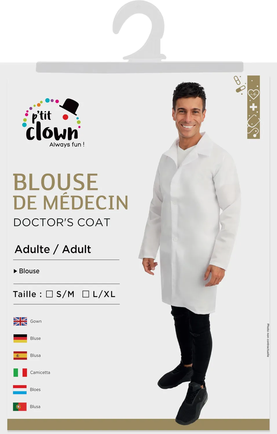 P'tit Clown Medico costume camicetta bianca L-XL
