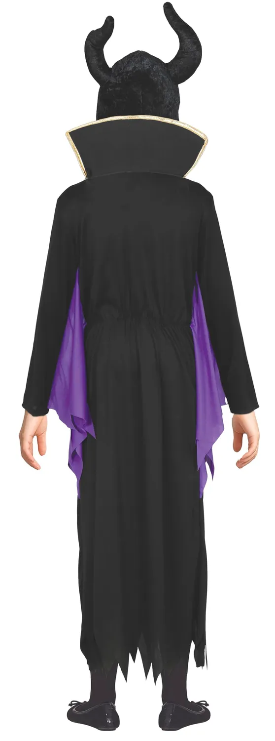 Guirca Costume Fata Diavolo Bambina Nero Viola 5-6 Anni