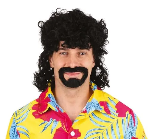 P'tit Clown Jacky 49890 Parrucca e Barba Nera Anni 70