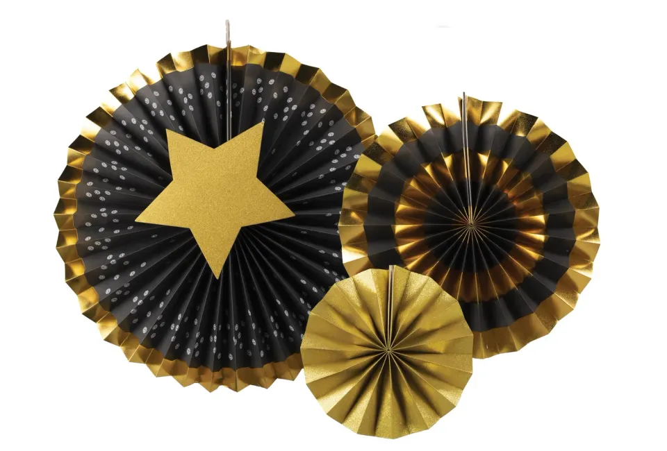 P'tit Clown re22844 set 3 rosette decorazione nero oro