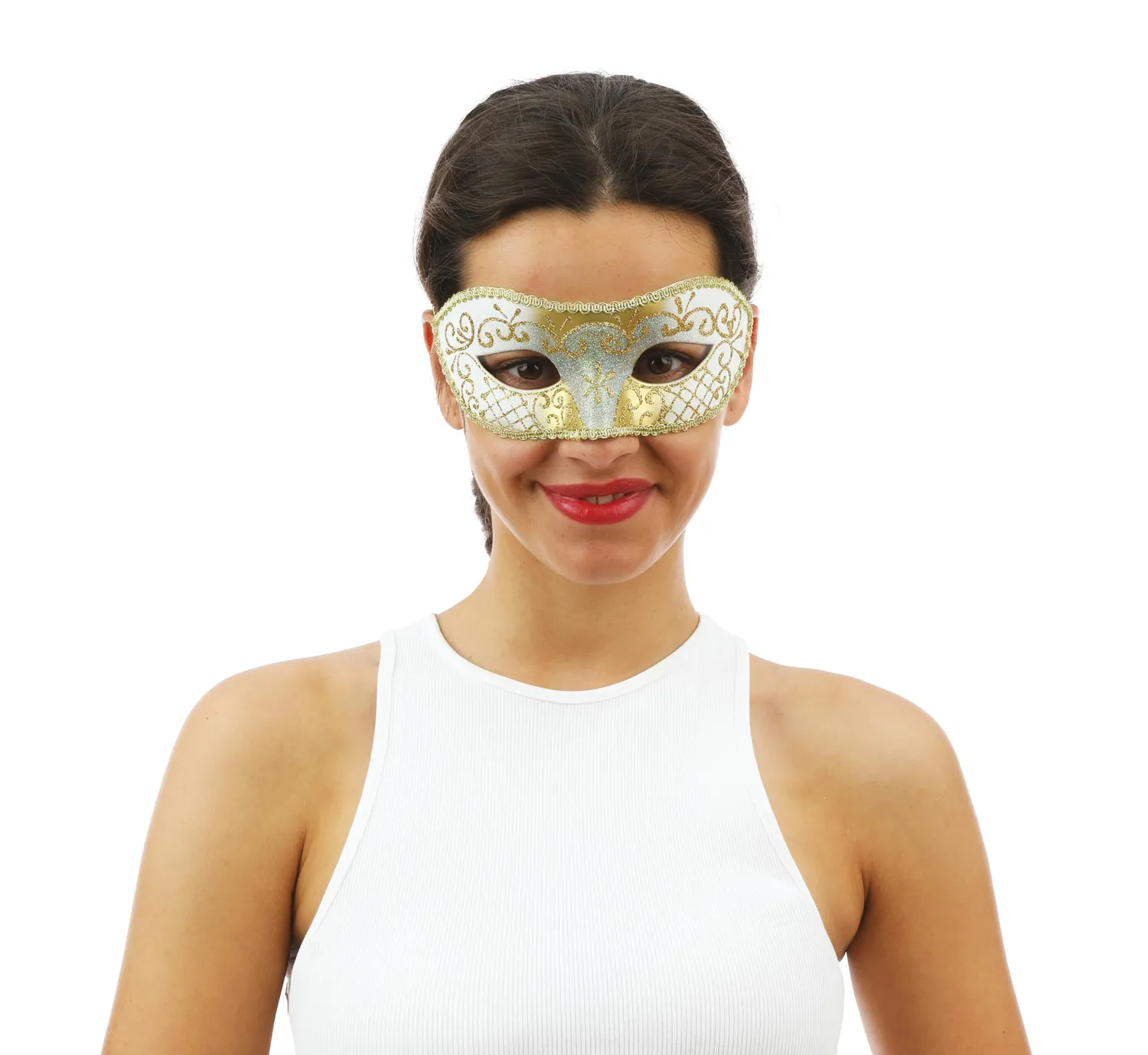 P'tit Clown 23400 maschera veneziana bianca e oro