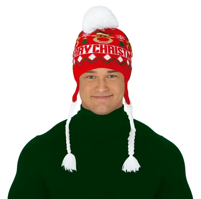 Fiestas Guirca cappello renna rosso Merry Christmas costume