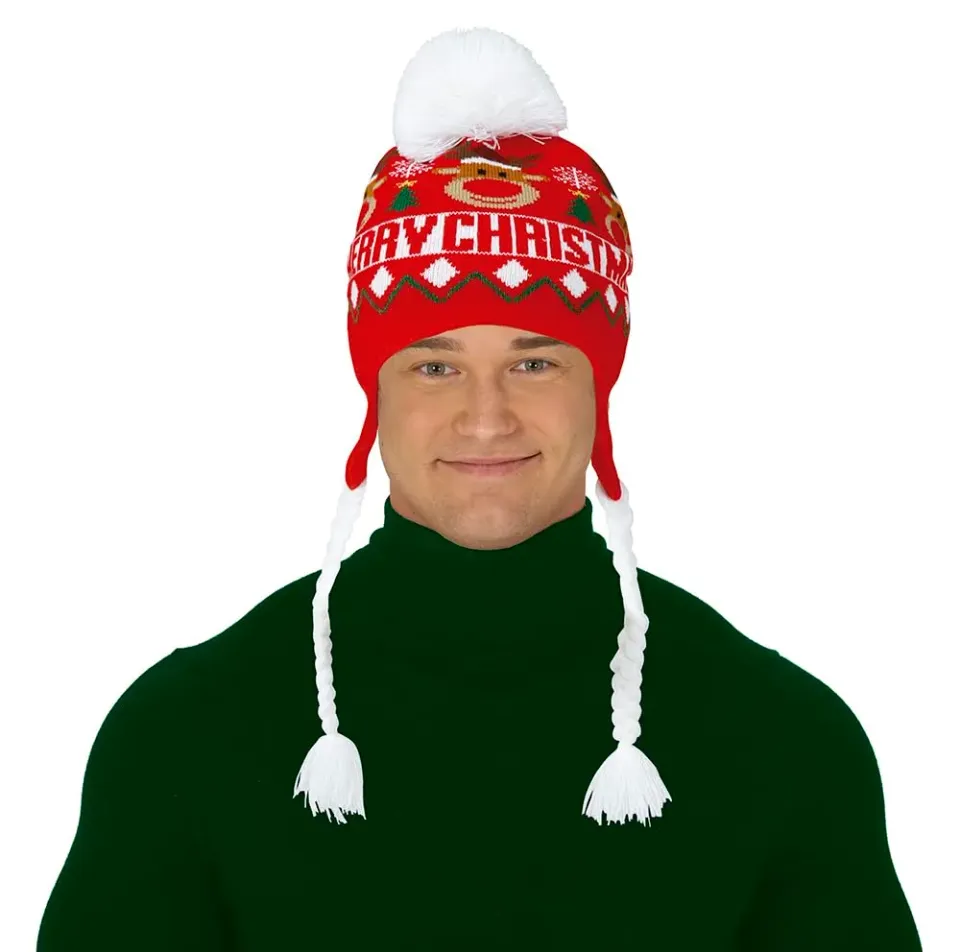 Fiestas Guirca cappello renna rosso Merry Christmas costume