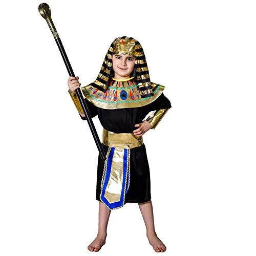 SEA HARE costume faraone egiziano bambino S 4-6 anni nero oro