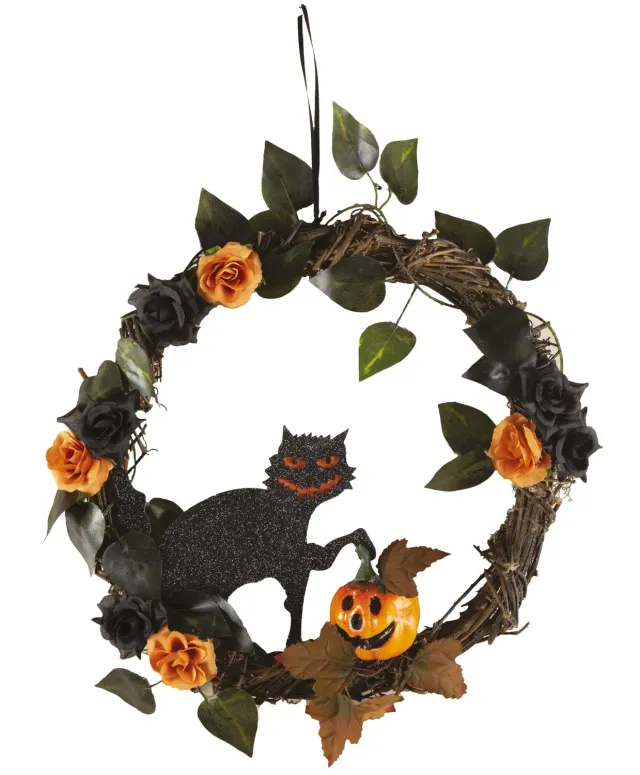 P'tit Clown re22960 ghirlanda Halloween gatto nero 35 cm
