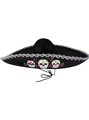 Funidelia Teschio Messicano cappello mariachi nero adulto