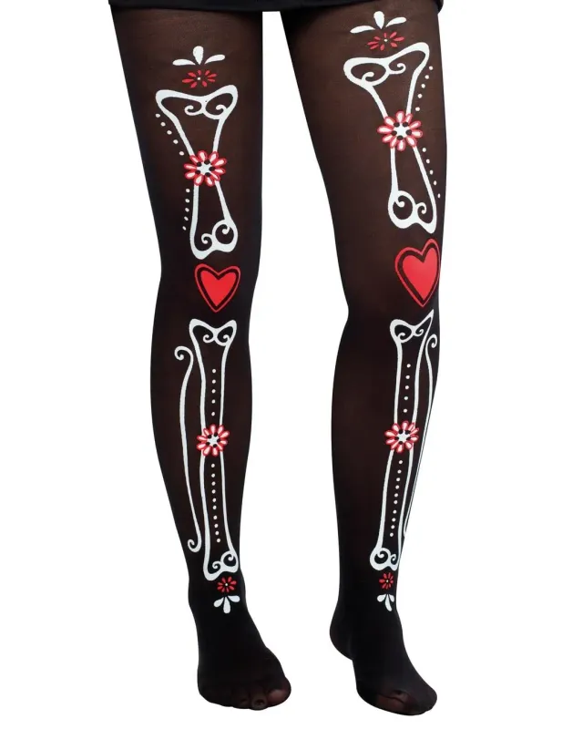 P'tit Clown collant scheletro Day of the Dead donna taglia unica