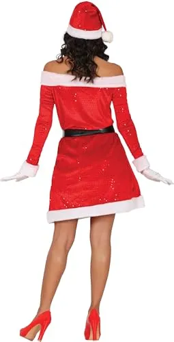 Fiestas Guirca Shiny Ms. Claus costume donna rosso