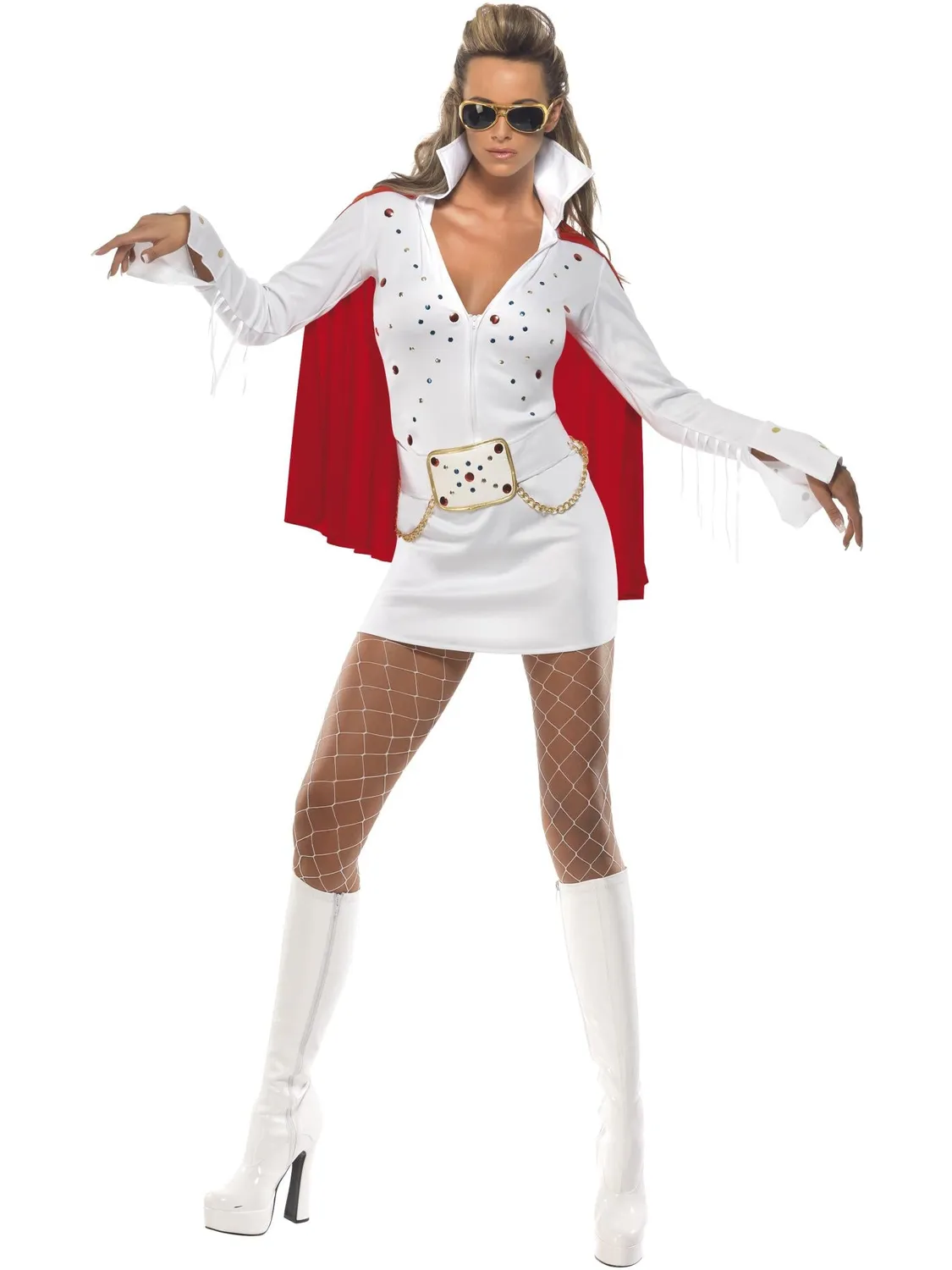 Smiffys Elvis Viva Las Vegas Costume bianco donna taglia M