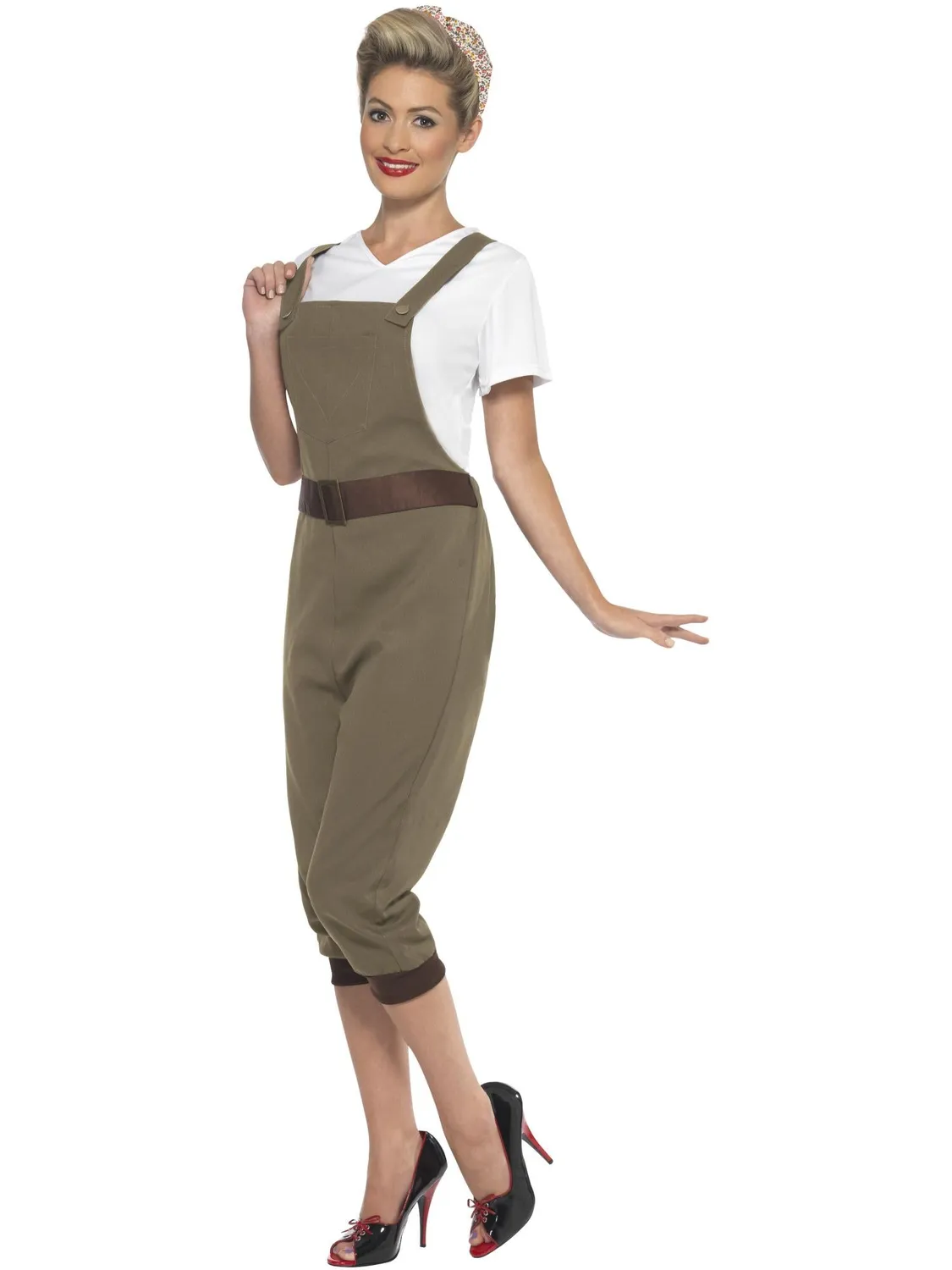 Smiffys WW2 Land Girl Costume Donna Kaki Anni 40