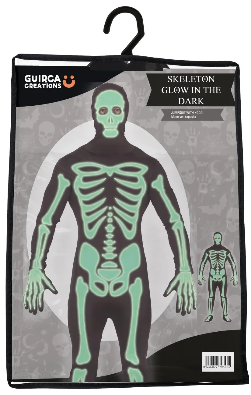 Guirca Costume Tuta Scheletro Fosforescente Horror