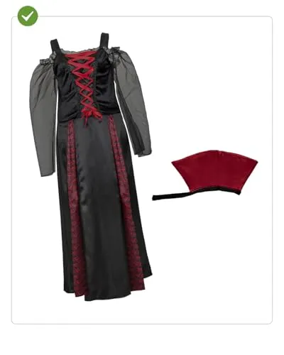 Funidelia Costume Vampira Donna Nero Gotico con Colletto