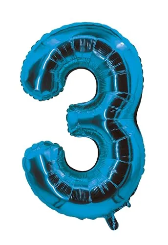 P'tit Clown re80503 palloncino numero 3 blu 85 cm