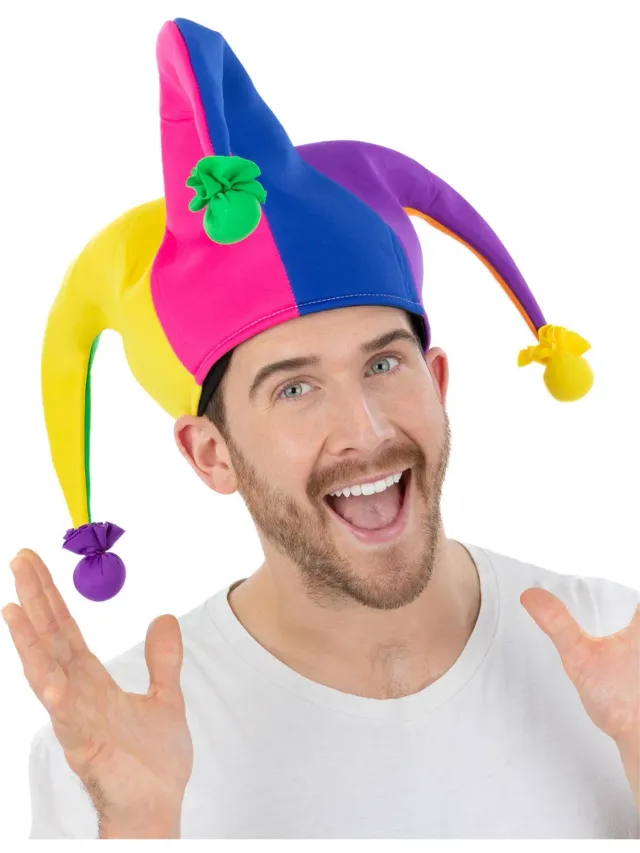 Smiffys Neon Rainbow cappello giullare adulto multicolore