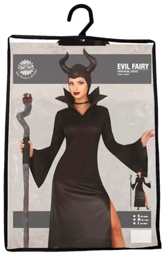 Guirca Costume Fata Malevola con Corna Donna S Nero