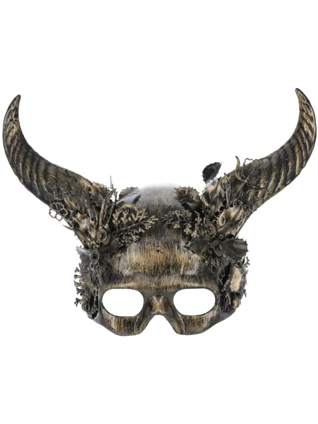 Smiffys Deluxe maschera veneziana oro corna taglia unica