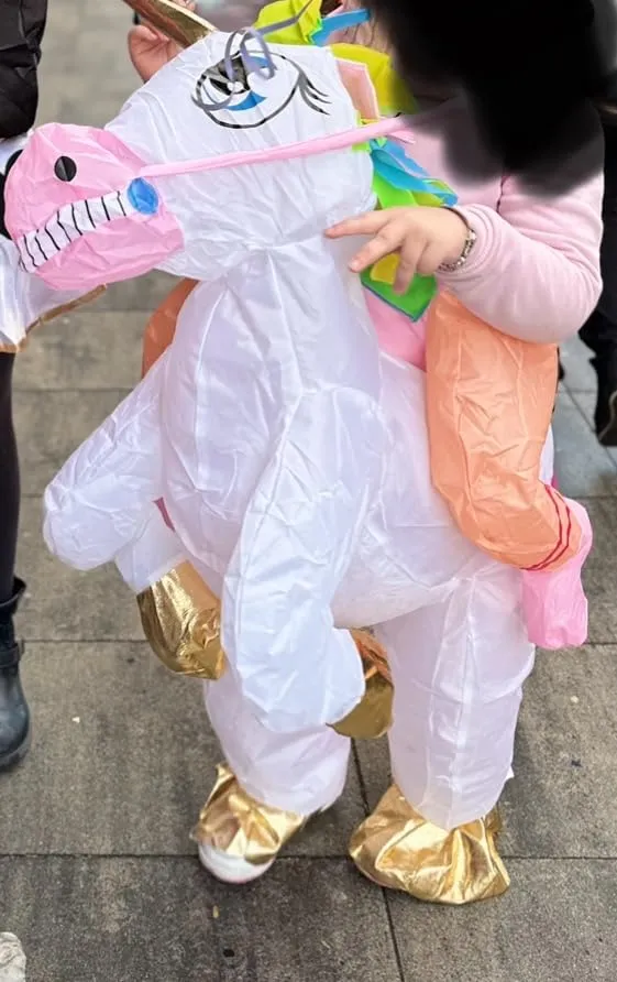 Funidelia Unicorno Gonfiabile Ride On costume bambino rosa