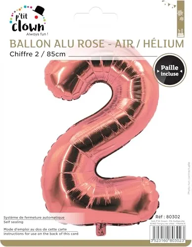 P'tit Clown re80302 palloncino numero 2 oro rosa 85 cm