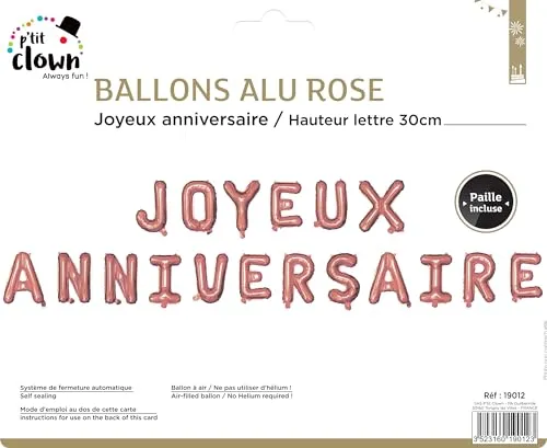 P'tit Clown re19012 palloncino mylar compleanno oro rosa