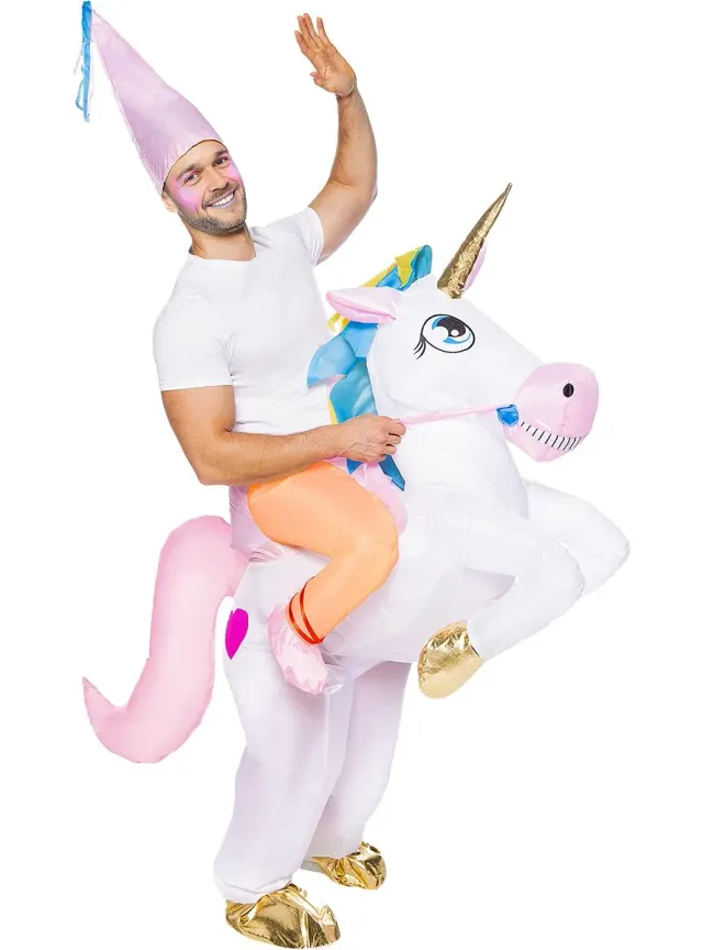 Funidelia Costume Unicorno Rideon Gonfiabile Rosa Taglia Unica